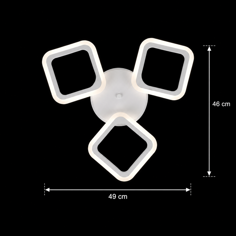 Πολυέλαιος LED ERIKA 20W, 3 Τετράγωνα, Neutral Light 4000k, Λευκό, Μεταλλικό και Ακρυλικό