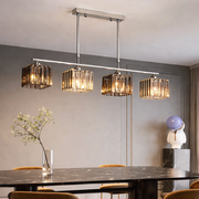 Κλασικός μοντέρνος γεωργιανός πολυέλαιος, LC116/4, 4x E27, χρώμιο και γκρι γυαλί, μέταλλο και κρύσταλλο, αμπαζούρ