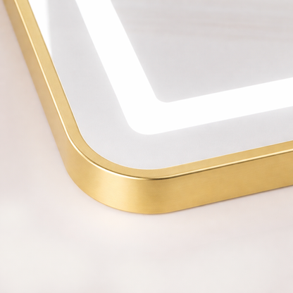 Ορθογώνιος καθρέφτης LED, Χρυσός σκελετός, 50x160cm, Ρυθμιζόμενος, Κρύο/Ζεστό/Ουδέτερο φως, Ραπτική ραπτικής