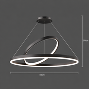 Κρεμαστός πολυέλαιος LED PAGANO 47W, 3000K/4000K/6000K, 2 κύκλοι, μαύρος, ρυθμιζόμενο ύψος