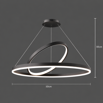 Κρεμαστός πολυέλαιος LED PAGANO 47W, 3000K/4000K/6000K, 2 κύκλοι, μαύρος, ρυθμιζόμενο ύψος