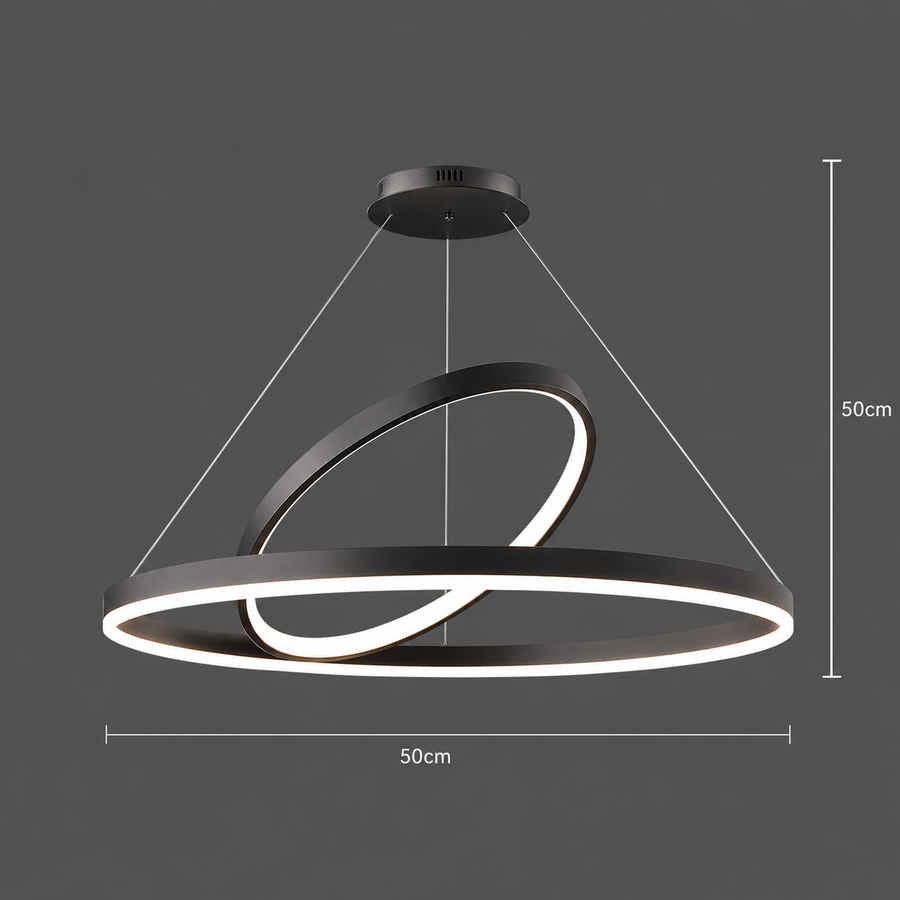 Κρεμαστός πολυέλαιος LED PAGANO 47W, 3000K/4000K/6000K, 2 κύκλοι, μαύρος, ρυθμιζόμενο ύψος