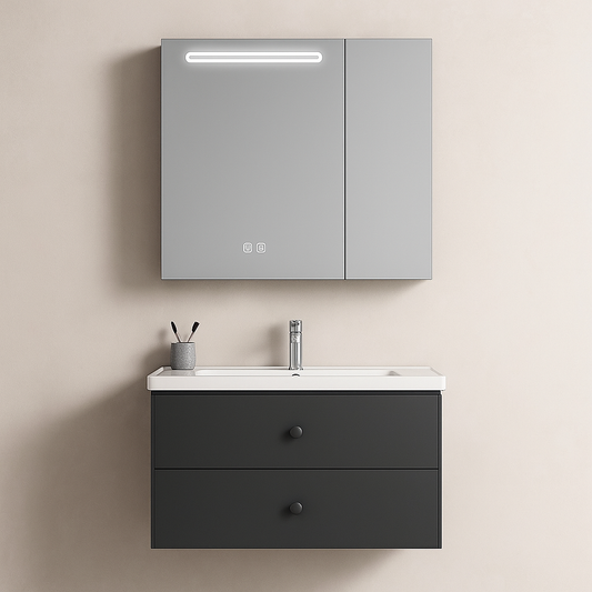 Ingrid Cabinet με LED Mirror DBP123 80x70 White