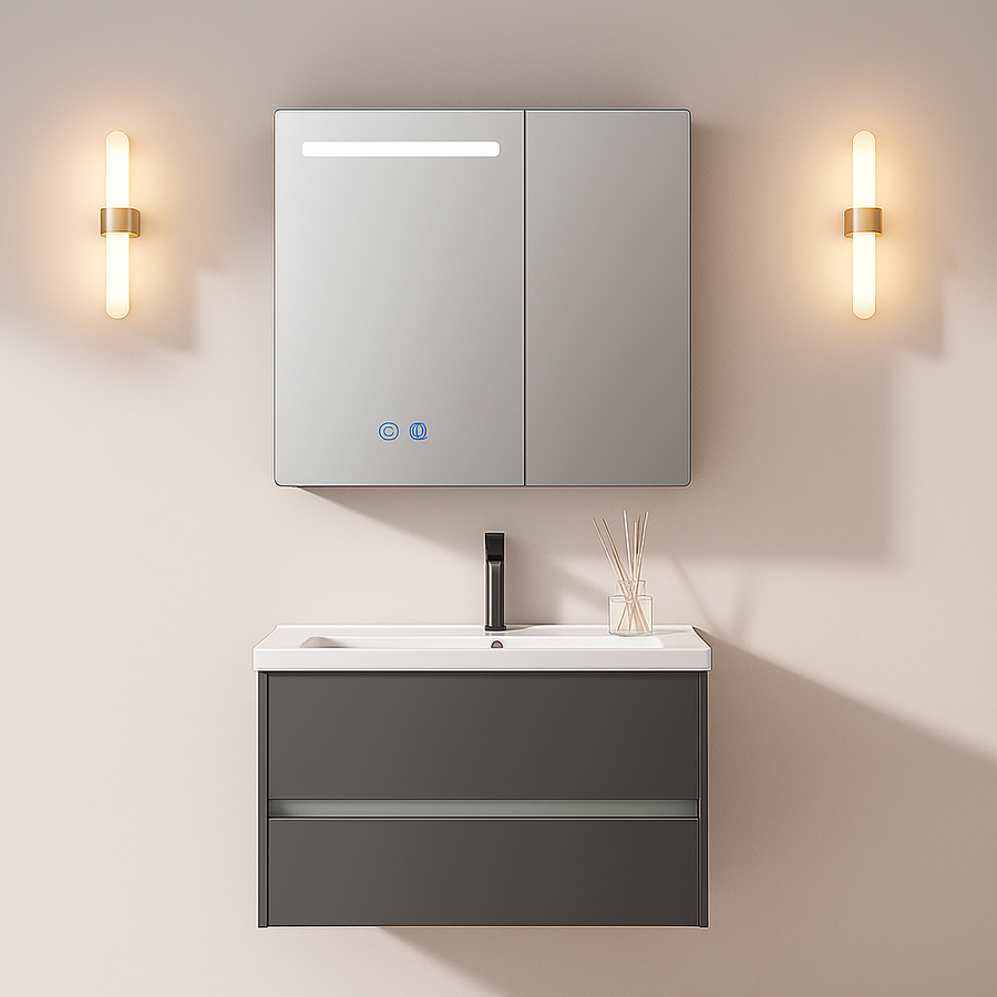 Ingrid Cabinet με LED Mirror DBP123 80x70 White