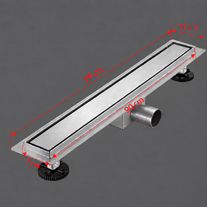 Τύπος υδρορροής δαπέδου Siphon 7 x 90 cm, ανοξείδωτο ατσάλι 304, ασήμι