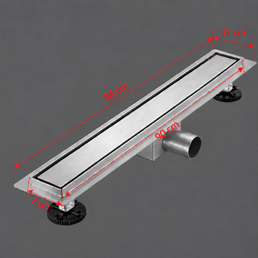 Τύπος υδρορροής δαπέδου Siphon 7 x 90 cm, ανοξείδωτο ατσάλι 304, ασήμι