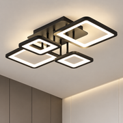 Πολυέλαιος LED με τηλεχειριστήριο ELLA 67W, 4 Τετράγωνα, Κρύο/Ζεστό/Ουδέτερο φως, Ρυθμιζόμενο, Μαύρο, Μεταλλικό και Ακρυλικό
