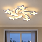 Πολυέλαιος LED με τηλεχειριστήριο IPOMOEA 85W, 5 αστέρια, Κρύο/Ζεστό/Ουδέτερο φως, Ρυθμιζόμενο, Λευκό, Μεταλλικό και Ακρυλικό
