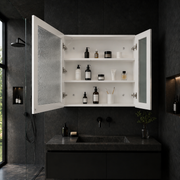 Καθρέφτης LED με Ντουλάπι PLANO 80x70 cm Λευκός Αισθητήρας Αφής και Αποθήκευση