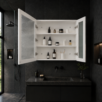 Καθρέφτης LED με Ντουλάπι PLANO 80x70 cm Λευκός Αισθητήρας Αφής και Αποθήκευση