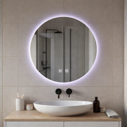 Στρογγυλός καθρέφτης LED, 70cm, σύστημα Isolda, Touch, Demister