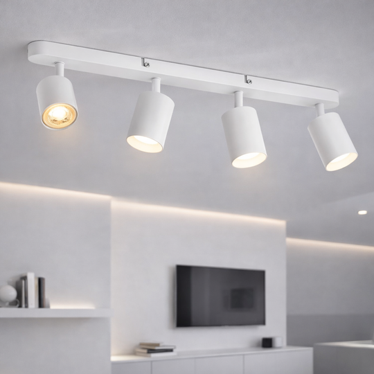 Joom Chandelier with Linear Projector 4XGU10 White LED Chandeliers Προεπιλεγμένος τίτλος Alessandro Design