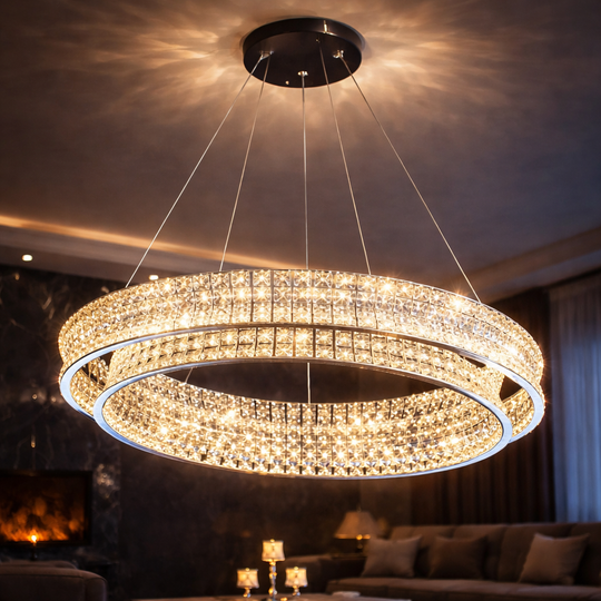 Πολυέλαιος LED με τηλεχειριστήριο, LLC160/500CH, κρύσταλλο και μέταλλο, 54W, 1 κύκλος, με δυνατότητα ρύθμισης ρύθμισης ύψους, κρύο/θερμό/ουδέτερο φως, πολυέλαιοι φωτισμού LED με τηλεχειριστήριο Προεπιλεγμένος τίτλος Alessandro Design