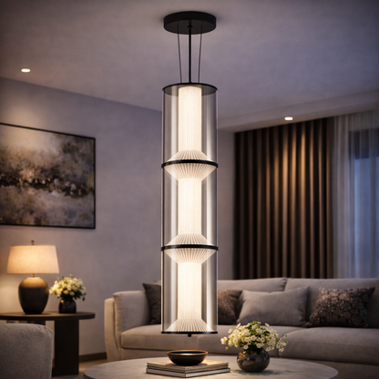 Κρεμαστός πολυέλαιος LED με τηλεχειριστήριο 78W, LM511/3BK, Ρυθμιζόμενο ύψος, Ζεστό/Ψυχρό/Ουδέτερο φως, Λευκό, Μεταλλικό