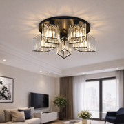 Sasha Modern Classic Chandelier, LC117/5BK, 5x E27, Metal and Crystal, Μαύρο, Αμπαζούρ