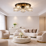 Sasha Modern Classic Chandelier, LC117/5BK, 5x E27, Metal and Crystal, Μαύρο, Αμπαζούρ