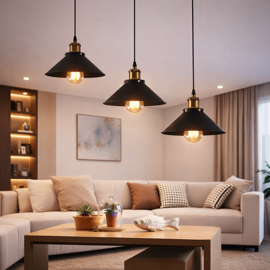 Κρεμαστός πολυέλαιος, LV210/3R, 3*E27, καφέ, μέταλλο και σύρμα, ρυθμιζόμενο ύψος