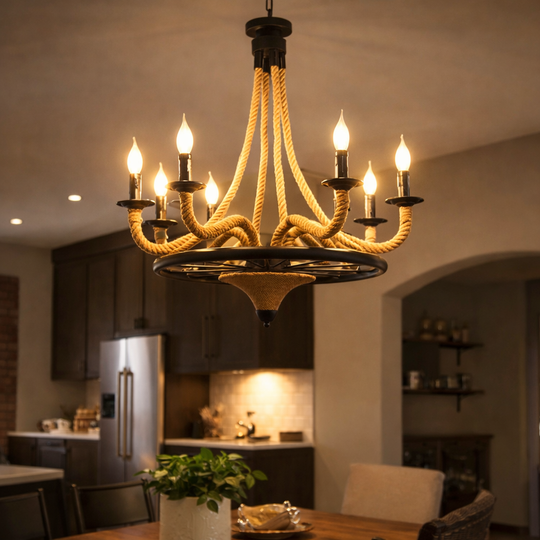 Vintage Hanging Chandelier, LV581/6BK, 6xG9 Brown, Metal and String Vintage Chandeliers Προεπιλεγμένος τίτλος Alessandro Design