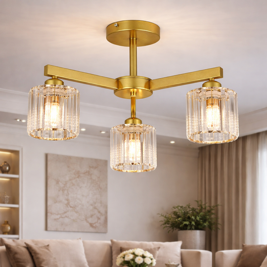 Modern Classic Chandelier LC110/3GD with Crystal, 3x E27, Gold, Metal and Crystal Classic Chandeliers Προεπιλεγμένος τίτλος Alessandro Design