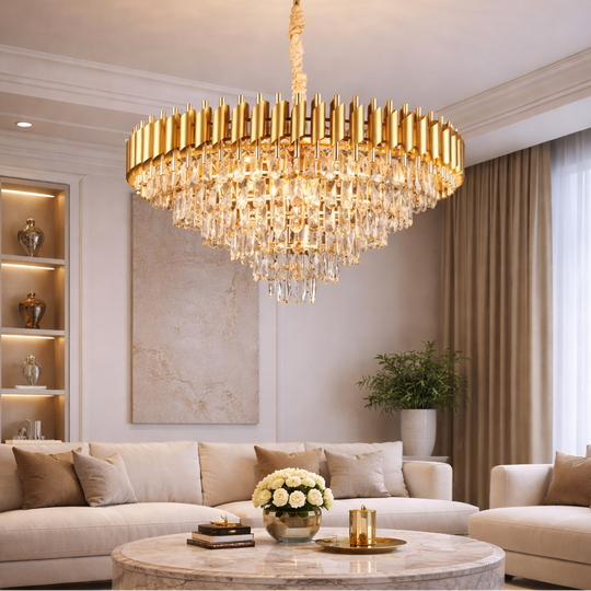 VERSAILLES Supremo Crystal Chandelier, CC900/800GD, 12xE14, Diameter 80cm, Shiny Gold, Ρυθμιζόμενο ύψος, Metal and Crystal Crystal Chandeliers Προεπιλεγμένος τίτλος Alessandro Design