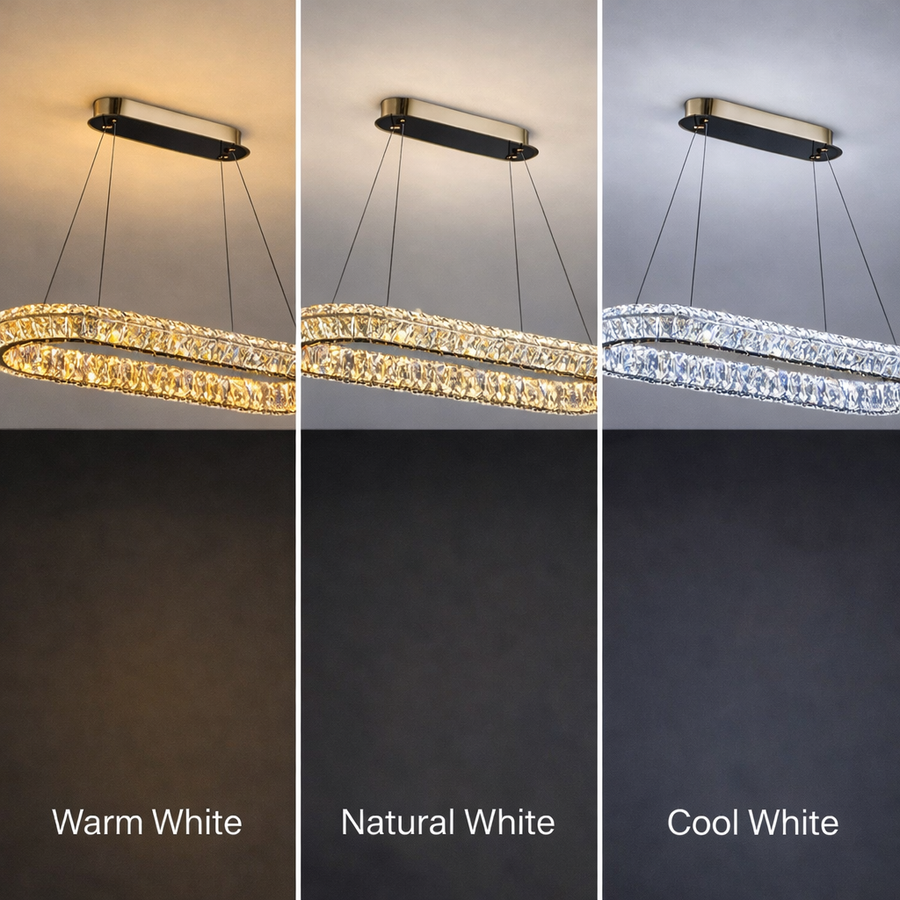 Πολυέλαιος LED LLC130/1CH, Κρύσταλλο και Μέταλλο, 31W, 1 Κύκλος, Ρυθμιζόμενος, Ρυθμιζόμενος Ύψος, Κρύο/Ζεστό/Ουδέτερο φως, Πολυτελής Φωτισμός