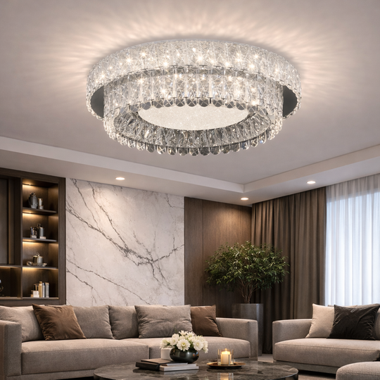 Πολυέλαιος LED με Τηλεχειριστήριο, LLC153/500CH, κρύσταλλο και μέταλλο, 59W, 1 κύκλος, με δυνατότητα ρύθμισης ρύθμισης ύψους, κρύο/θερμό/ουδέτερο φως, πολυέλαιοι φωτισμού LED με τηλεχειριστήριο Προεπιλεγμένος τίτλος Alessandro Design