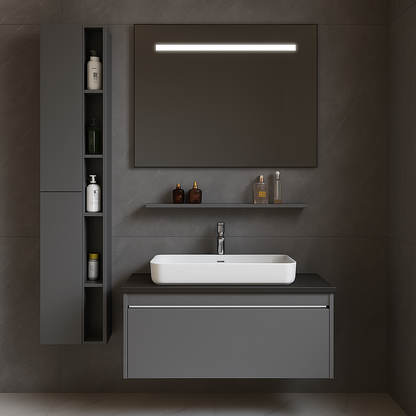 Σετ Έπιπλα Annelise με καθρέφτη LED, Ντουλάπα PV0017T/60 Γκρι