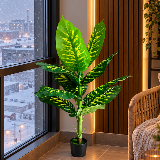 Τεχνητό φυτό Τύπος Dieffenbachia, 100 cm, Πράσινο