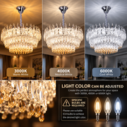 Κρυστάλλινος πολυέλαιος MAJESTIC Magno 15x E14, Διάμετρος 60cm, Γυαλιστερό χρώμιο, Ρυθμιζόμενο ύψος