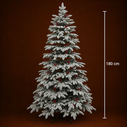 Decorațiune Brad Artificial CRAN, 180 cm, 505 vârfuri, Plastic, Verde si Alb