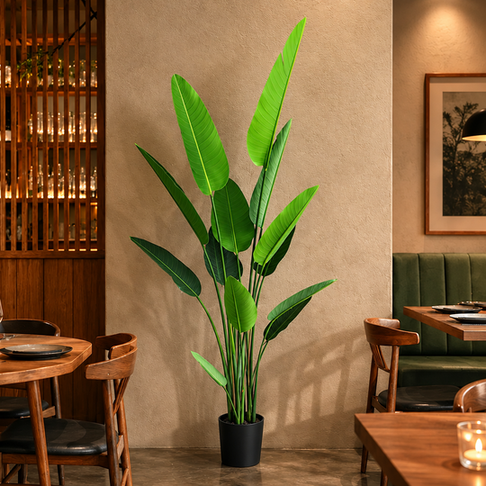 Τεχνητό φυτό Τύπος Strelitzia Nicolai (Bird of Paradise), 220 cm, 13 φύλλα, Πράσινο