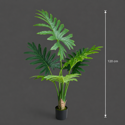 Decorațiune Thaumatophyllum Bipinnatifidum, 6 frunze, Plastic, 120 cm, Verde