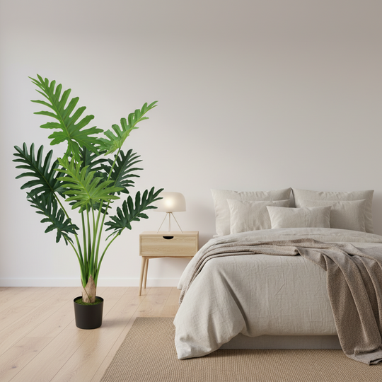 Τεχνητό φυτό τύπου Philodendron, 8 φύλλα, 140 cm, Πράσινο