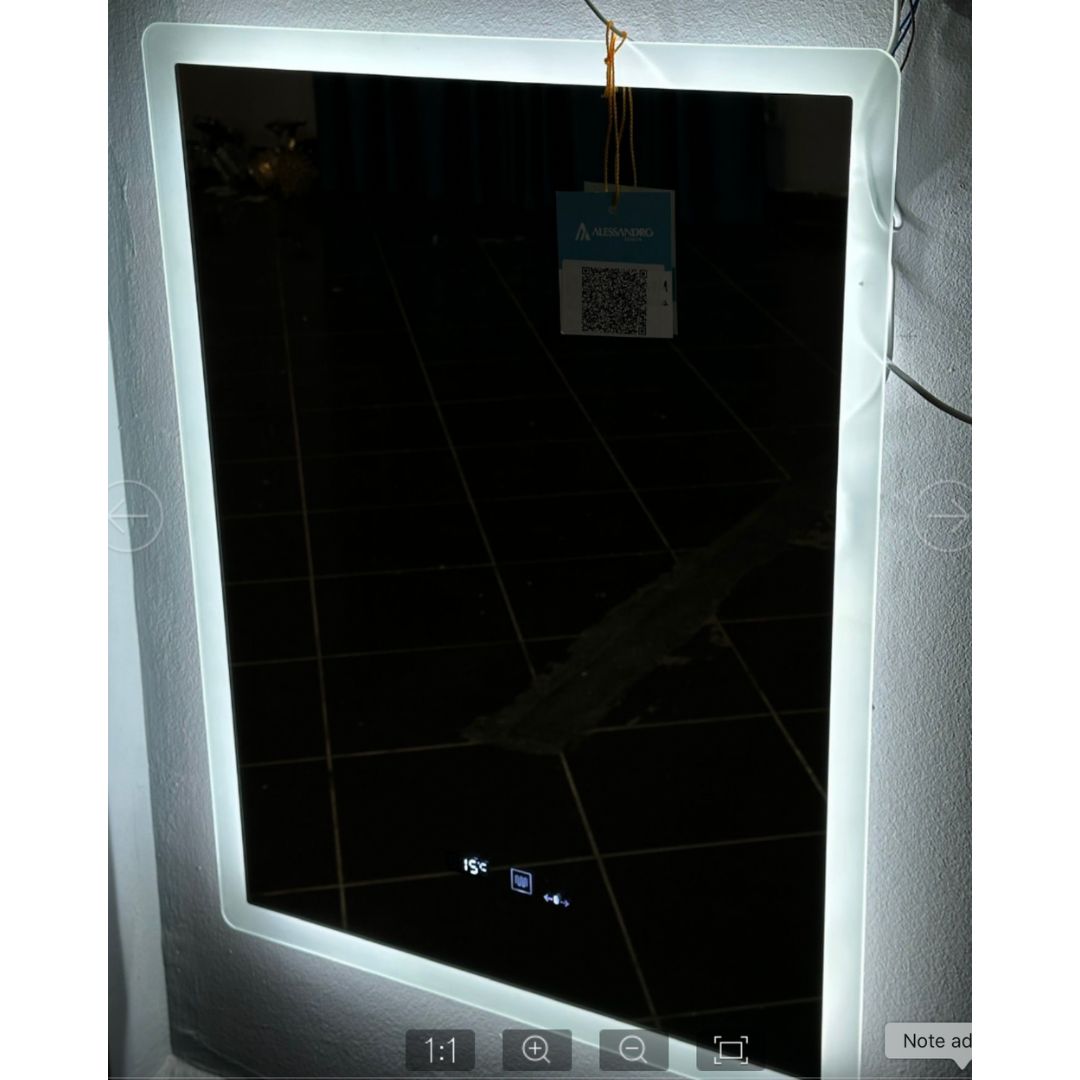 Ορθογώνιο καθρέφτη LED 50x70cm Zampa Sensor Motionglow Marcello Σύστημα πρόβλεψης ρολογιού και θερμόμετρο Dimable