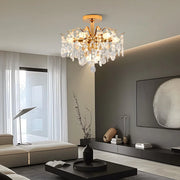 Κρυστάλλινος πολυέλαιος Fiamma, 6x E14, διάμετρος 45 cm, χρυσός, μέταλλο και κρύσταλλο