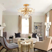 Κρυστάλλινος πολυέλαιος Fiamma, 6x E14, διάμετρος 45 cm, χρυσός, μέταλλο και κρύσταλλο