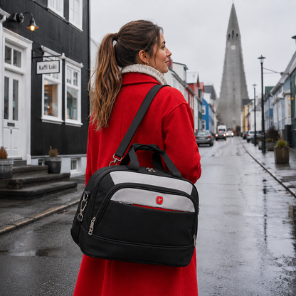 Επεκτάσιμη τσάντα ταξιδιού KHIVA, 40x20x25cm, Oxford, Μαύρο