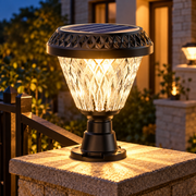 Ηλιακός λαμπτήρας LED για εξωτερικό πόλο KATTAKURGAN, 8W, Θερμό/Ψυχρό/Ουδέτερο φως + RGB, Στρογγυλό σχήμα, Αλουμίνιο, Μαύρο, Ρυθμιζόμενο