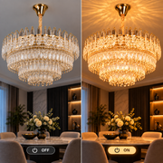 Crystal Chandelier MAJESTIC Regalis 21x E14, Διάμετρος 80cm, Γυαλιστερό Χρυσό, Ρυθμιζόμενο Ύψος