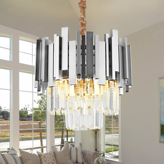 Crystal Blois Petito 3xe14 πολυέλαιος, διάμετρος 30cm, ασήμι, ρυθμιζόμενο ύψος