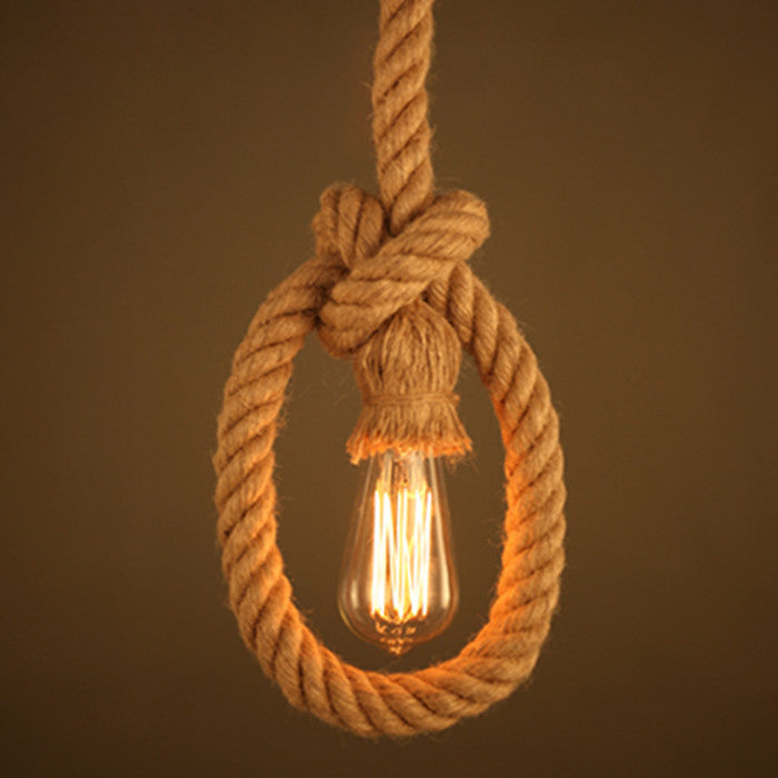 Vintage Harper Chandelier, 1xe27, Rustic Barn, Twine and Metal, 92cm