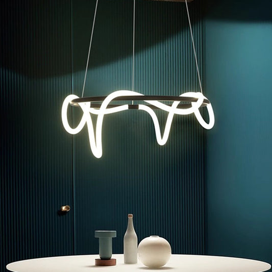 DIVINO LED Πολυέλαιος Μαύρος 91W με εύκαμπτο σωλήνα σιλικόνης, Διάμετρος 60cm - Ρυθμιζόμενο φως 3000K/4000K/6000K