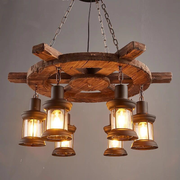 Vintage Πολυέλαιος LV592/6BK, 6xE27, Rustic Barn, String and Metal, 70cm, Μαύρο