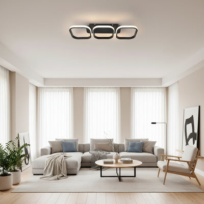 Πολυέλαιος LED VERTEX 34W, 3 Τετράγωνα, Γραμμικό, Κρύο/Ζεστό/Ουδέτερο φως, Μαύρο