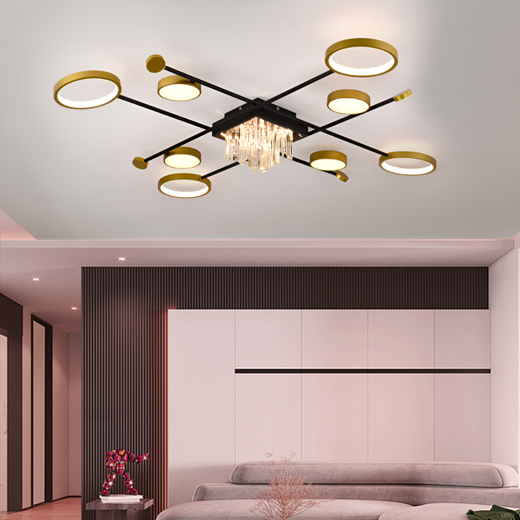 LED πολυέλαιος με τηλεχειριστήριο, Ramo, 46W, μαύρο χρυσό