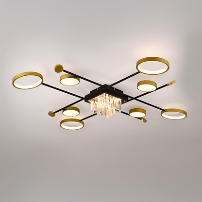 LED πολυέλαιος με τηλεχειριστήριο, Ramo, 46W, μαύρο χρυσό