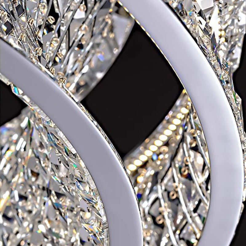 Πολυέλαιος LED με Τηλεχειριστήριο, LLC160/750X350GD, Κρύσταλλο και μέταλλο, 71W, Ρυθμιζόμενο, Ρυθμιζόμενο ύψος, Κρύο/Ζεστό/Ουδέτερο φως, Πολυτελής φωτισμός