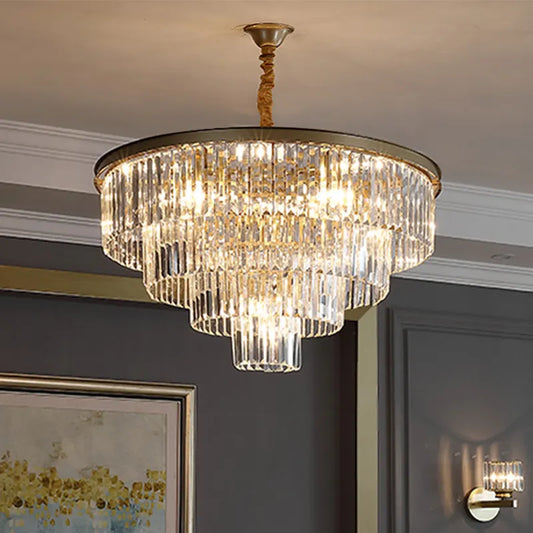 Chandelier Chambord Chambord Eleganza 8xe14, διάμετρος 48cm, ματ χρυσό, ρυθμιζόμενο ύψος