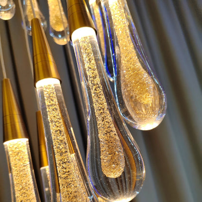 Κρυστάλλινος πολυέλαιος LED, Justinian, Διάμετρος 60cm, Ρυθμιζόμενο ύψος, Χρυσός, Μέταλλο και Κρύσταλλο