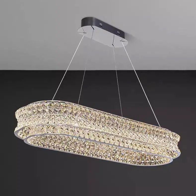 Πολυέλαιος LED με Τηλεχειριστήριο, LLC160/750X350CH, Κρύσταλλο και μέταλλο, 71W, Ρυθμιζόμενο, Ρυθμιζόμενο ύψος, Κρύο/Ζεστό/Ουδέτερο φως, Πολυτελής Φωτισμός